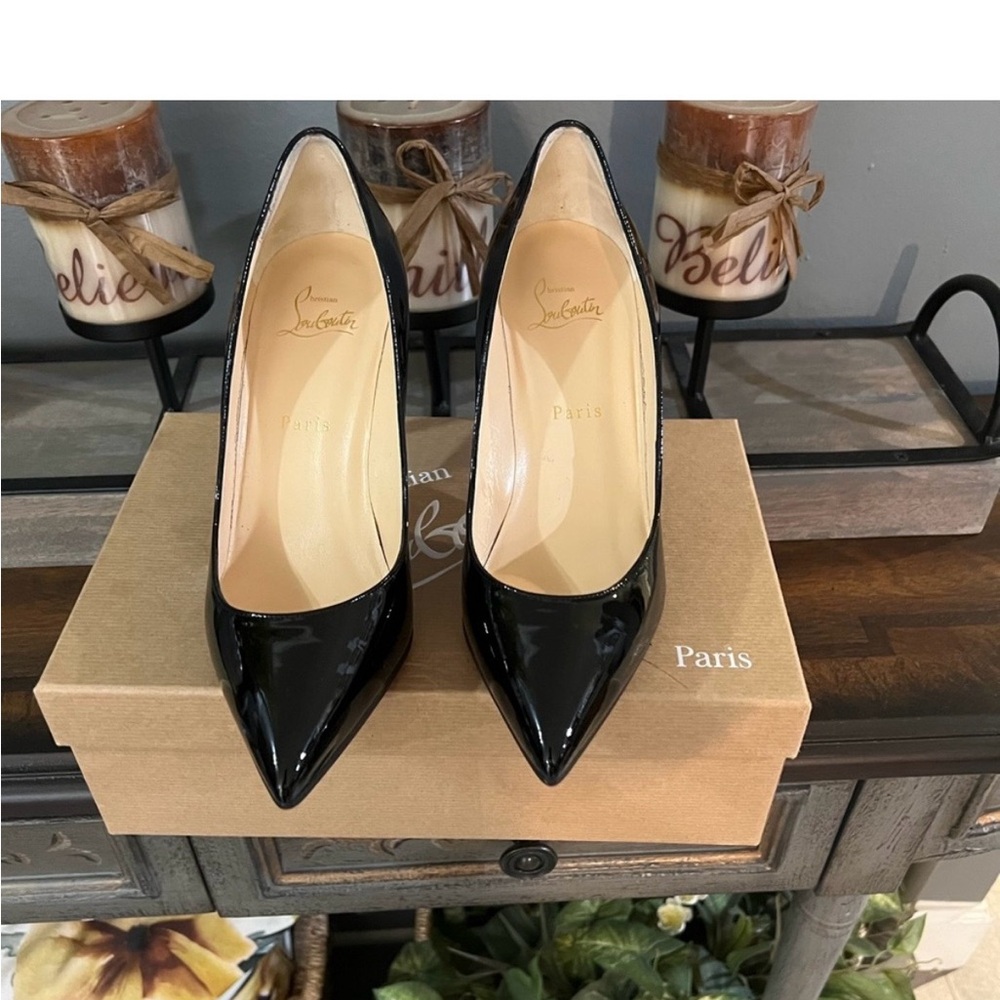 Christian Louboutin Pigalle 85 Black Patent Pumps-Size 8.5-Worn Once BoxDust Bag